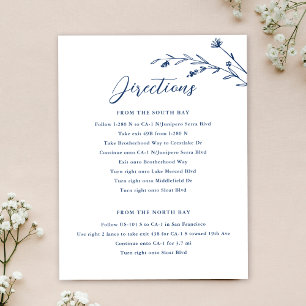 Rustic Navy Blue Wildblume Hochzeitskarte Einladung