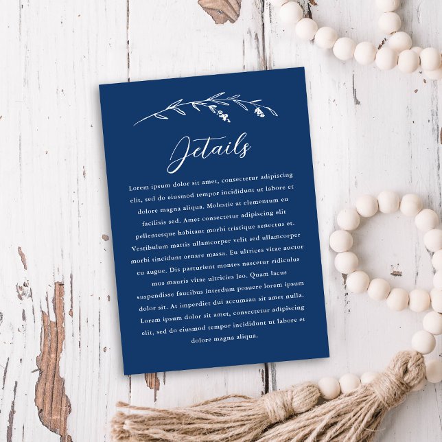 Rustic Navy Blue Wildflower Wedding Details  Begleitkarte (Von Creator hochgeladen)