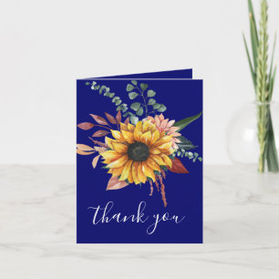 Rustic Navy Burgundy Sonnenblumen Danke Karte