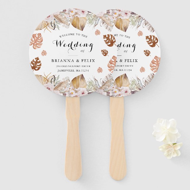 Rustic Neutral Boho Wedding Fächer (Vorne und Hinten)