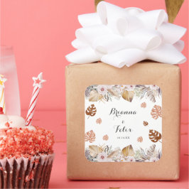 Rustic Neutral Boho Wedding Quadratischer Aufkleber