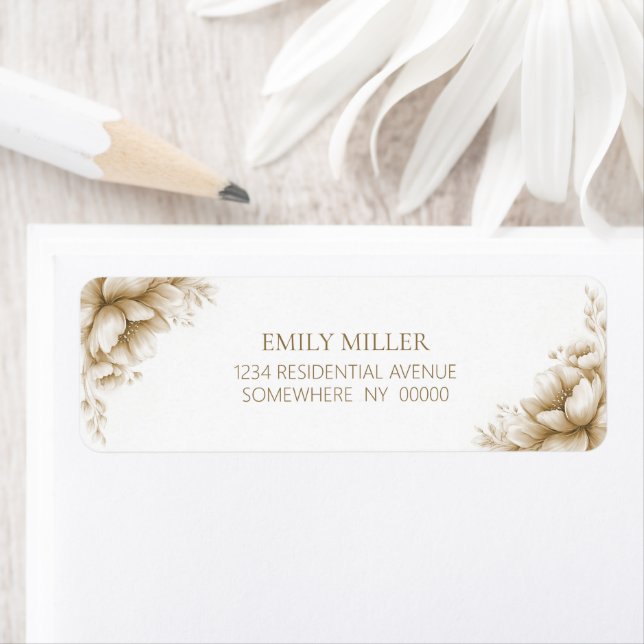 Rustic Neutral Floral Return Address Label (Insitu)