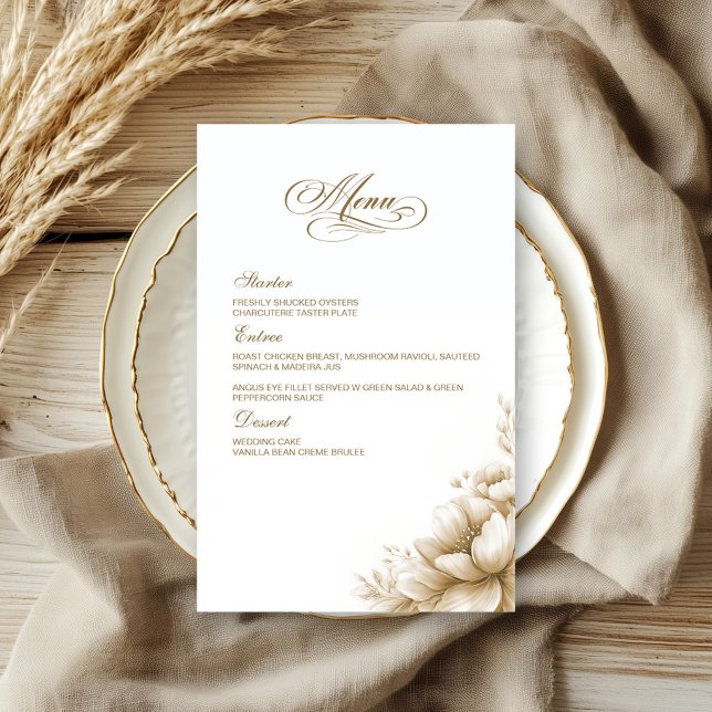 Rustic Neutral Floral Wedding Menu (Von Creator hochgeladen)
