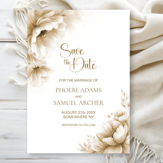 Rustic Neutral Floral Wedding Save the Date (Von Creator hochgeladen)