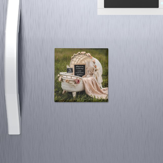 Rustic Neutral pregnancy announcement keepsake  Magnet (Von Creator hochgeladen)