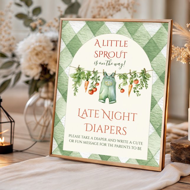 Rustic Neutral Sprout Baby Shower Diaper Fun Poster (Von Creator hochgeladen)