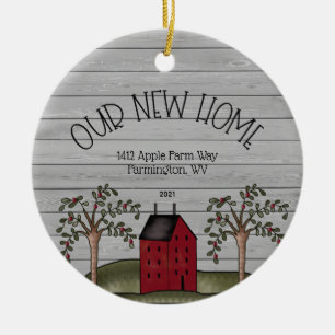 Rustic New Zuhause First Christmas Custom Keramik Ornament