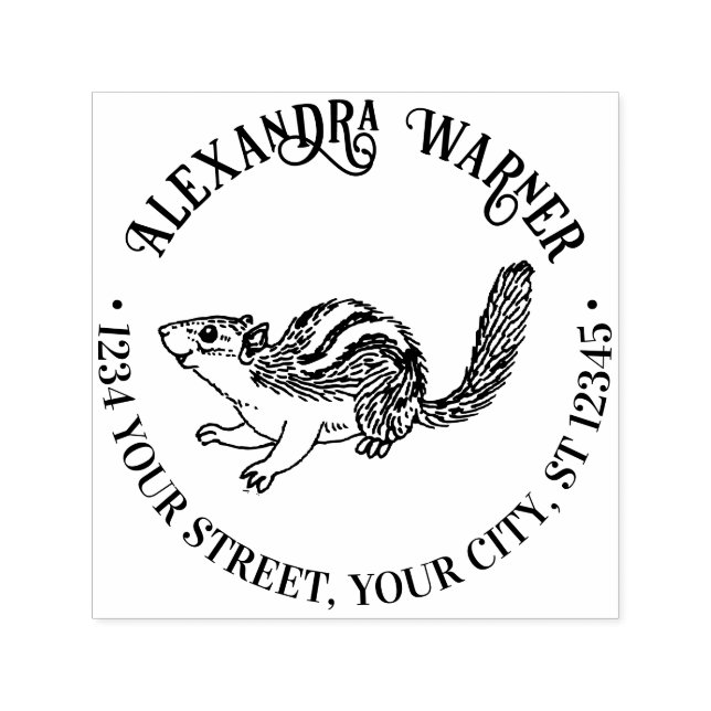 Rustic Niedlich Chipmunk Name Rücksendeadresse Permastempel (Design)