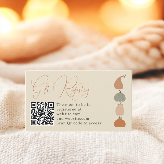 Rustic Niedlich Fall Pumpkin Baby Duschgel Registr Begleitkarte (Rustic Cute Fall Pumpkin Baby Shower Gift Registry Enclosure Card)