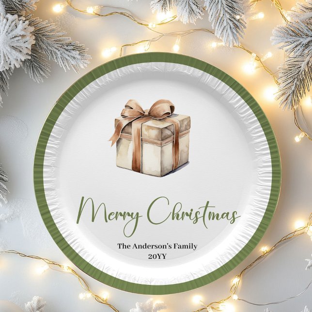 Rustic Nordic Christmas Custom Family Paper Plates Pappteller (Rustic Nordic Christmas Custom Family Paper Plates)