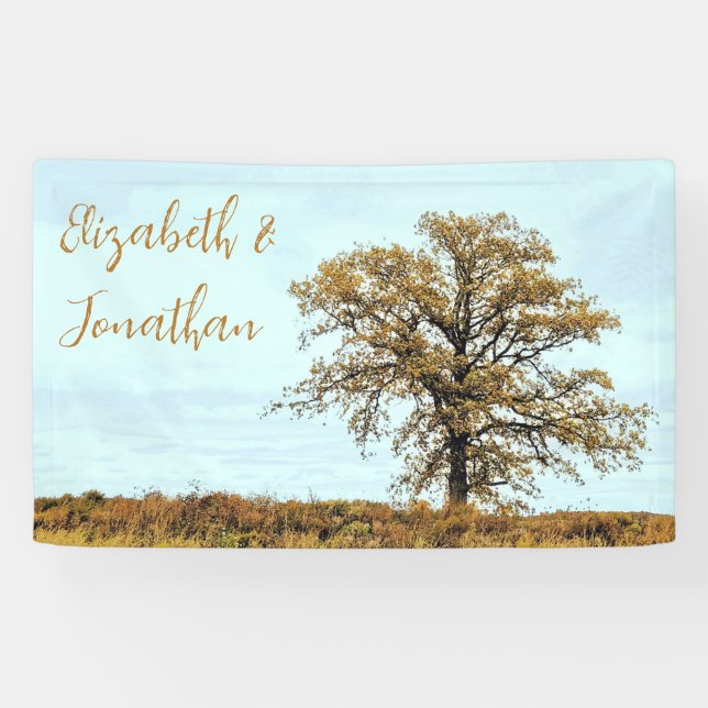 Rustic Oak Tree Autumn Wedding Banner (Horizontal)