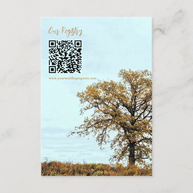 Rustic Oak Tree Autumn Wedding Registry Begleitkarte (Vorderseite)