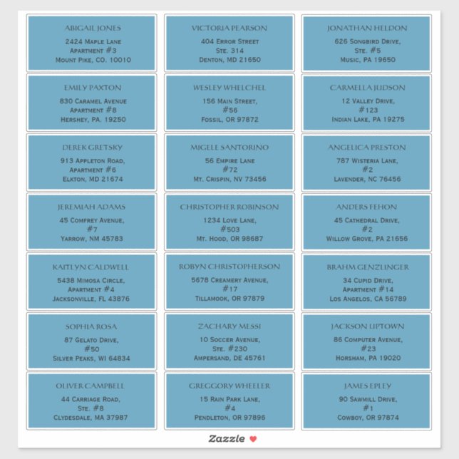 Rustic Ocean Blue Wedding Guest Address Labels (Blatt)