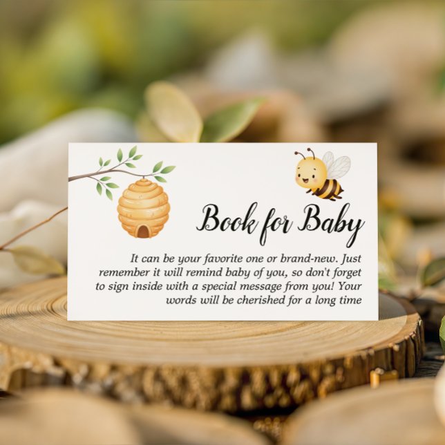 Rustic Oh Babee Honey Bee Book For Baby Shower Begleitkarte (Von Creator hochgeladen)