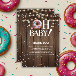 Rustic Oh Baby Donut & Sprinkle Kawaii Babydusche Dankeskarte
