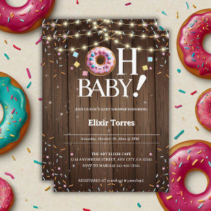 Rustic Oh Baby Donut & Sprinkle Kawaii Babydusche Einladung