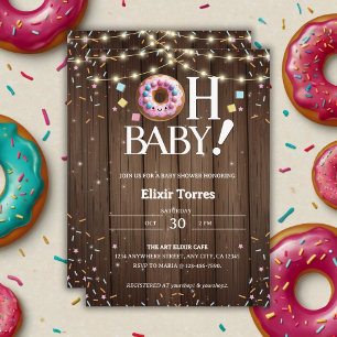 Rustic Oh Baby Donut & Sprinkle Kawaii Babydusche Einladung