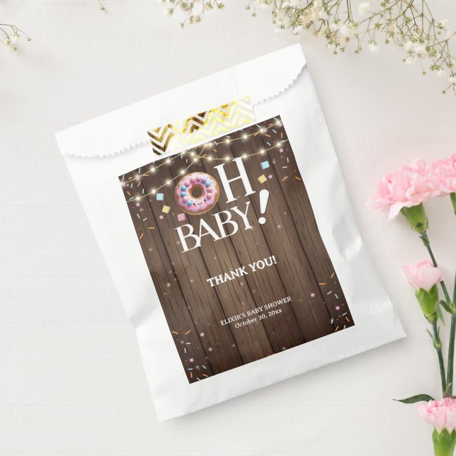 Rustic Oh Baby Donut & Sprinkle Kawaii Babydusche Geschenktütchen (Versiegelt)
