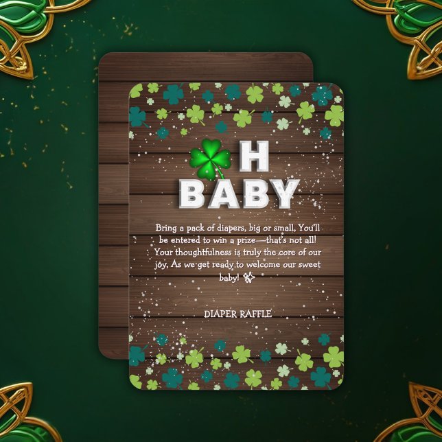 Rustic Oh Baby St. Patrick's Day Baby Shower Begleitkarte (Von Creator hochgeladen)