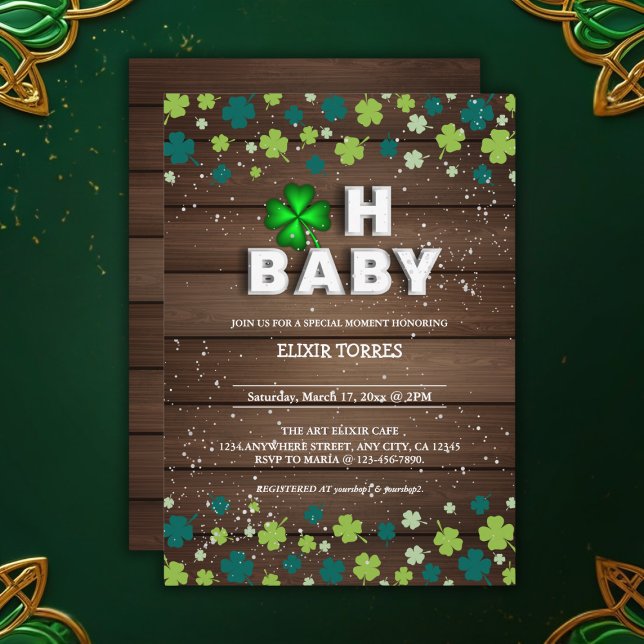 Rustic Oh Baby St. Patrick's Day Baby Shower Einladung (Von Creator hochgeladen)