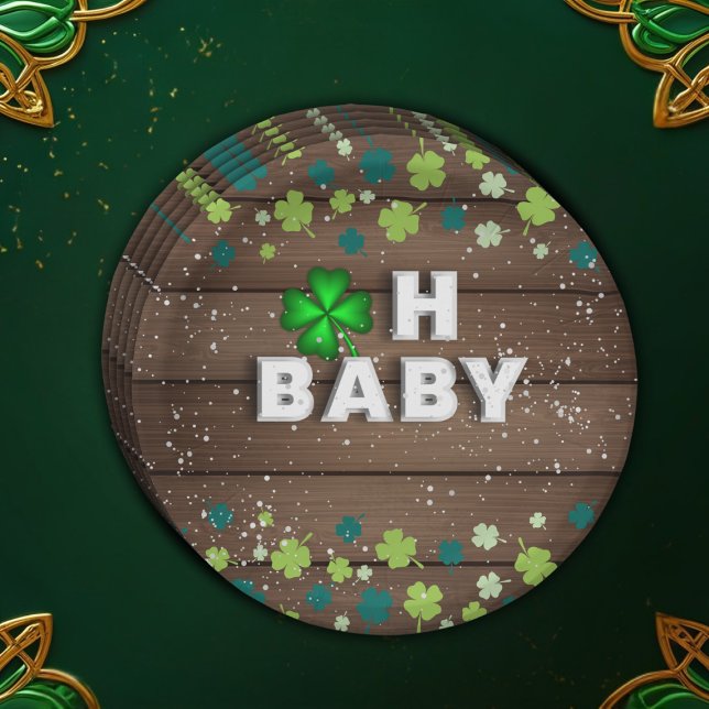 Rustic Oh Baby St. Patrick's Day Baby Shower Pappteller (Von Creator hochgeladen)