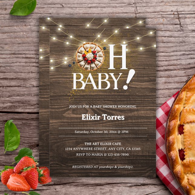 Rustic Oh Baby Süsse Pie Baby Dusche Einladung (Von Creator hochgeladen)