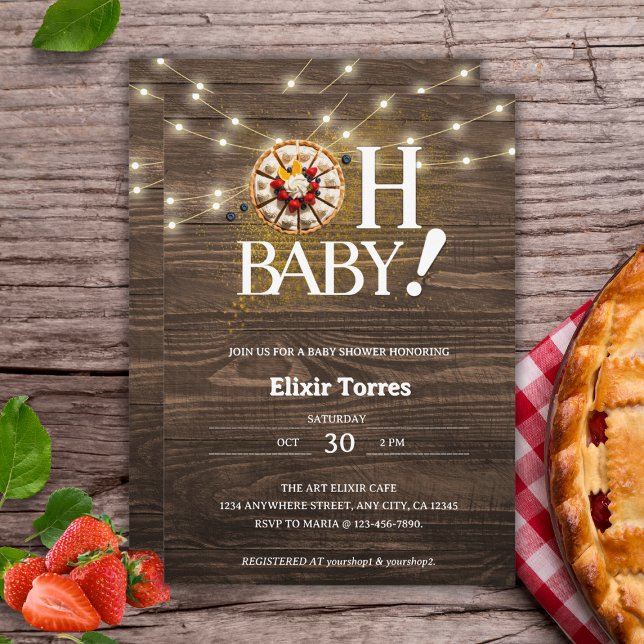 Rustic Oh Baby Süsse Pie Baby Dusche Einladung (Von Creator hochgeladen)