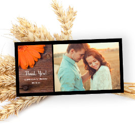 Rustic Orange Daisy Country Danke Foto Card
