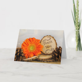 Rustic Orange Daisy Woodland Wedding Vielen Dank Dankeskarte