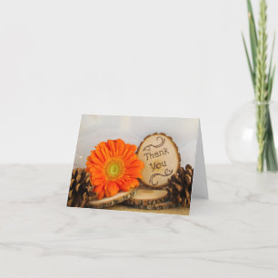 Rustic Orange Daisy Woodland Wedding Vielen Dank Dankeskarte