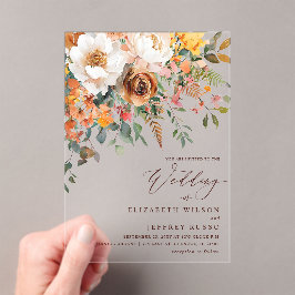 Rustic Orange Floral Fall Wedding Acryleinladungen