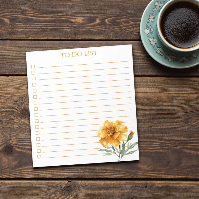Rustic Orange Marigold To Do List Teacher Gift Notizblock (Rustic Orange Marigold To Do List Teacher Gift Notepad)