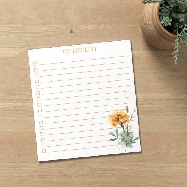 Rustic Orange Marigold To Do List Teacher Gift Notizblock (Rustic Orange Marigold To Do List Teacher Gift Notepad)