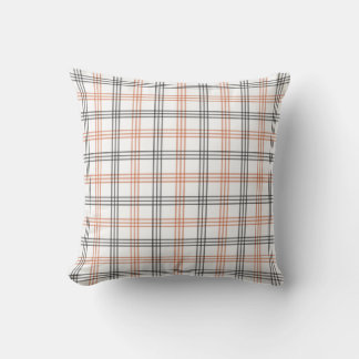 Rustic Orange, White & Black Plaid Throw Pillow Kissen