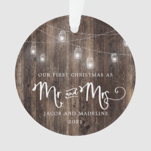 Rustic Our First Christmas Mr und Mrs. Christmas Ornament