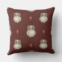Rustic Owl Throw Pillow