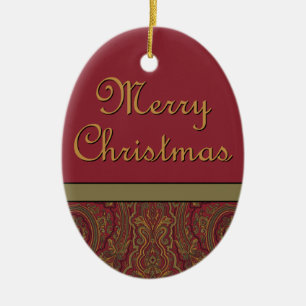 Rustic Paisley Frohe Weihnachten Keramik Ornament