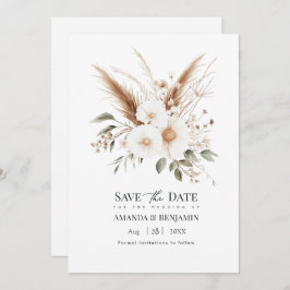 Rustic Pampas Grass Boho Bohemian Wedding QR Code Save The Date