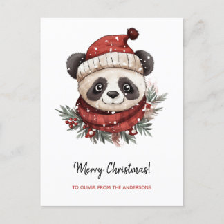 Rustic Panda Santa Merry Weihnachten