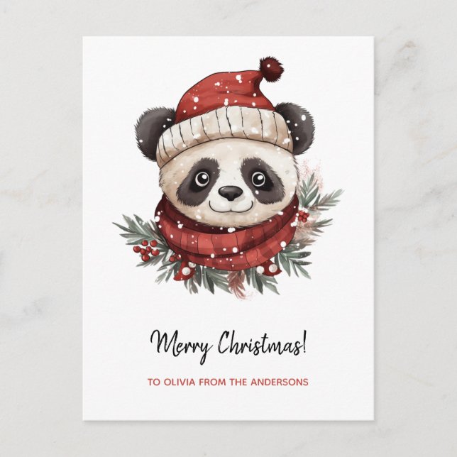 Rustic Panda Santa Merry Weihnachten (Vorderseite)