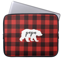 Rustic Papa Bear Red & Black Buffalo Kariert Laptopschutzhülle