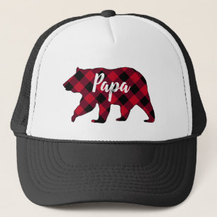 Rustic Papa Bear Red Buffalo Kariert Trucker Hat Truckerkappe