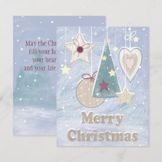 Rustic Pastel Color Christmas Tree Star und Herz Mitteilungskarte