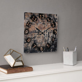 Rustic Patina Texture Workshop Garage Quadratische Wanduhr