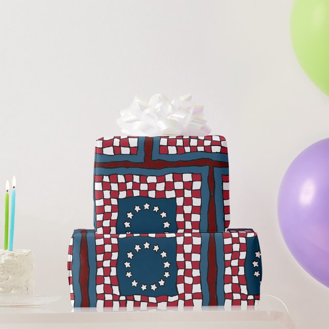 Rustic Patriotic Americana Quilt Muster USA Art Geschenkpapier (Von Creator hochgeladen)