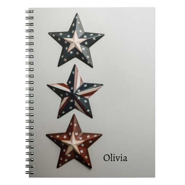 Rustic Patriotic Star Notebook - Americana Design Notizblock (Vorderseite)