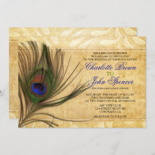 Rustic Peacock Feather Hochzeit Einladungen