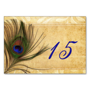 Rustic Peacock Feather Hochzeit Tischnummern