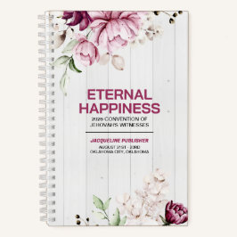 Rustic Peonies Floral Eternal Happiness Convention Notizbuch