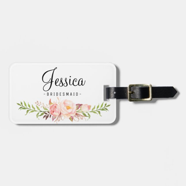 Rustic Peony Floral Mannschaft Braut Gepäckanhänger (Vorderseite horizontal)